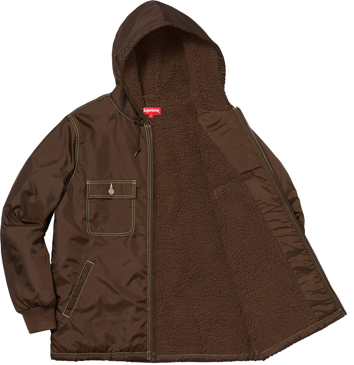 Sherpa Lined Nylon Zip Up Jacket view 13